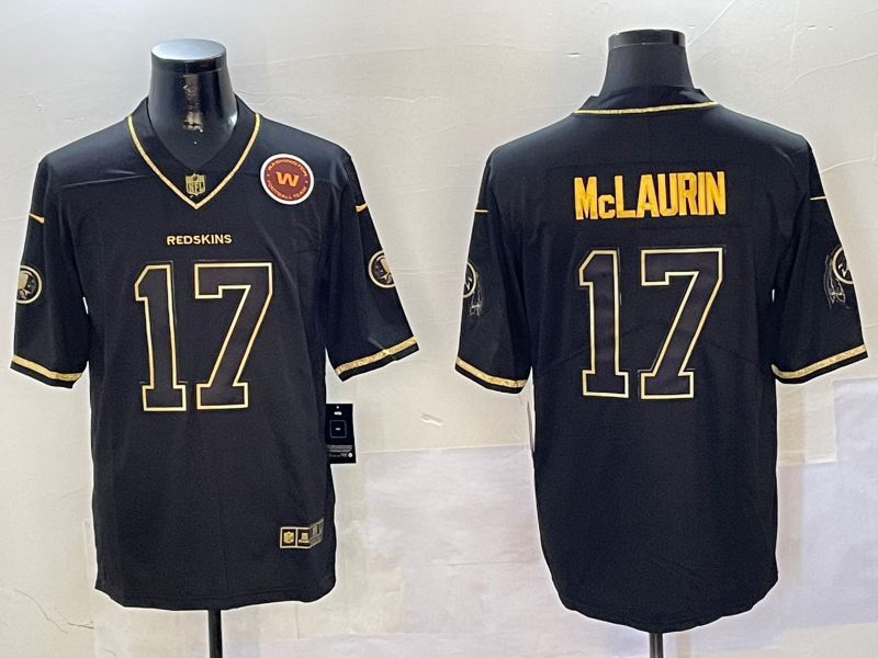 Men Washington Redskins #17 Mclaurin Black Gold Throwback 2024 Nike Limited NFL Jersey style 2